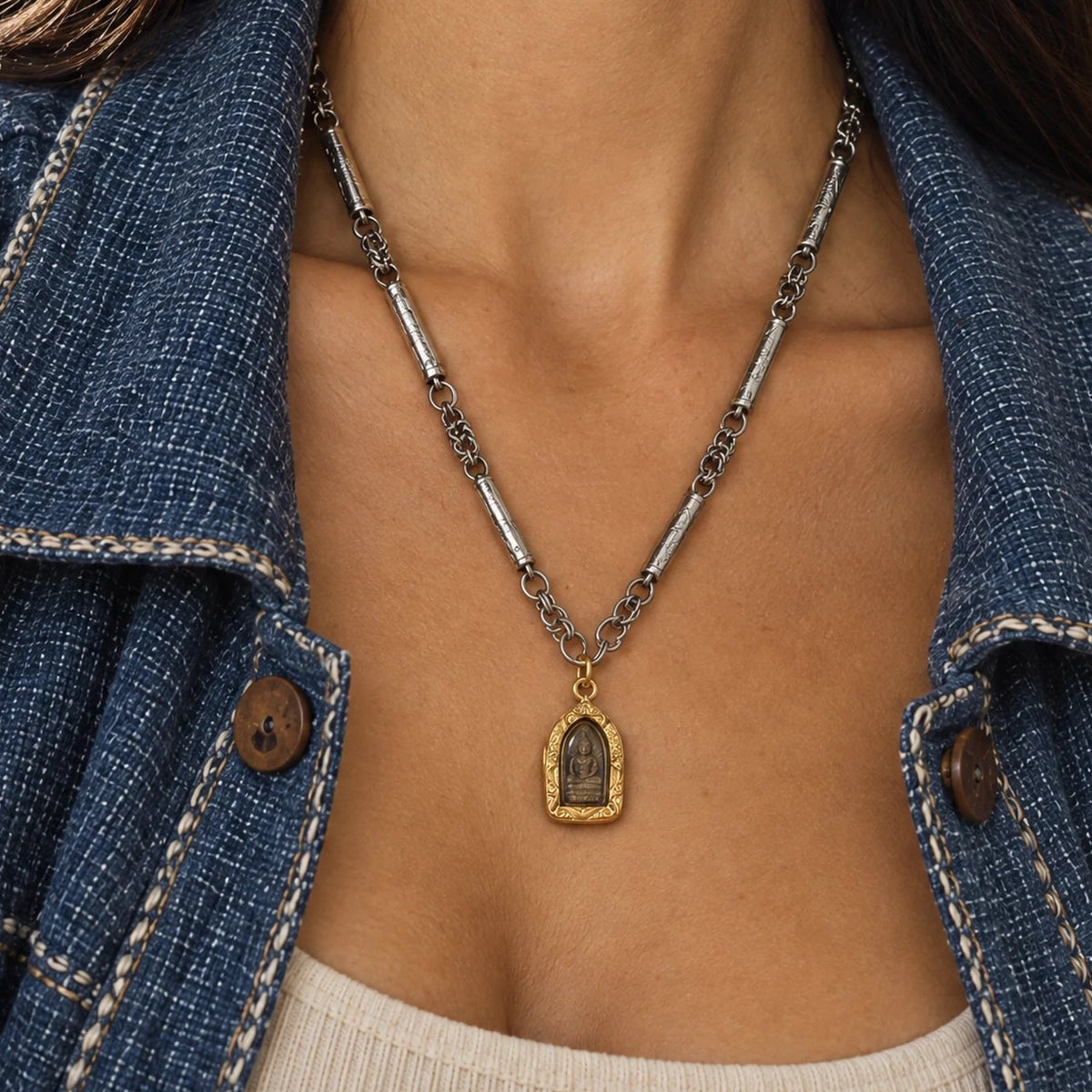 Collier Amulette Mini Bouddha – Talisman de Protection & Sérénité