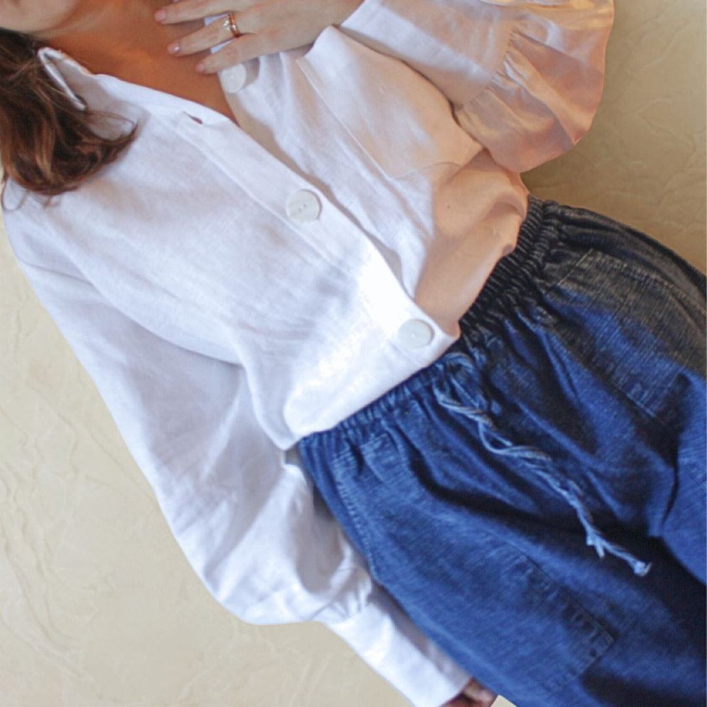 Pantalon en coton indigo – Style denim décontracté | Taille unique