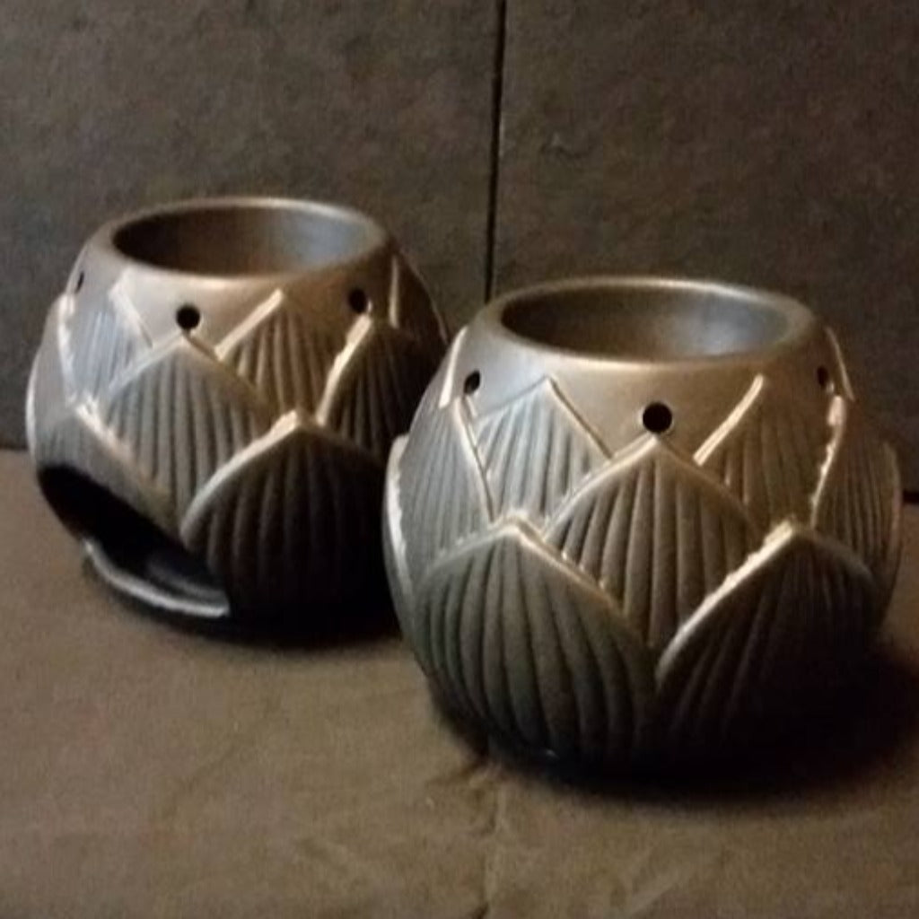 Brûleur d'huiles essentielles et encens Lotus - Céramique artisanale
