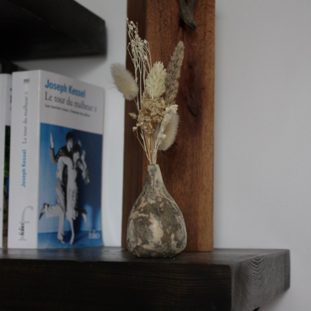 Vase en Papier Recyclé de 7 cm pour Fleurs Séchées - Élégance Artisanale
