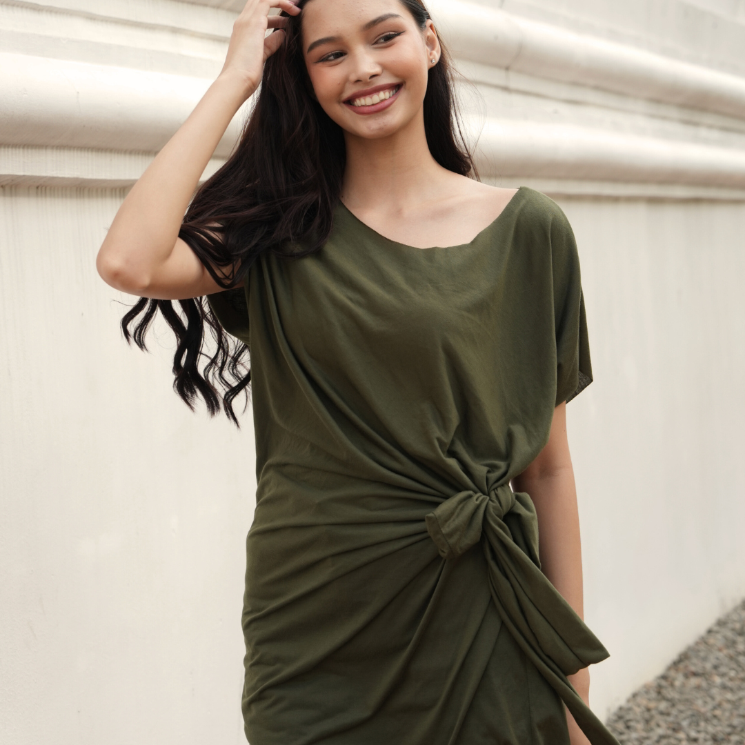 Robe Courte en Jersey de Coton - Nouée sur le Côté