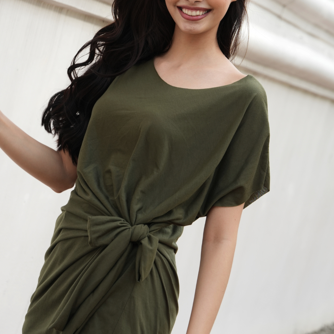Robe Courte en Jersey de Coton - Nouée sur le Côté
