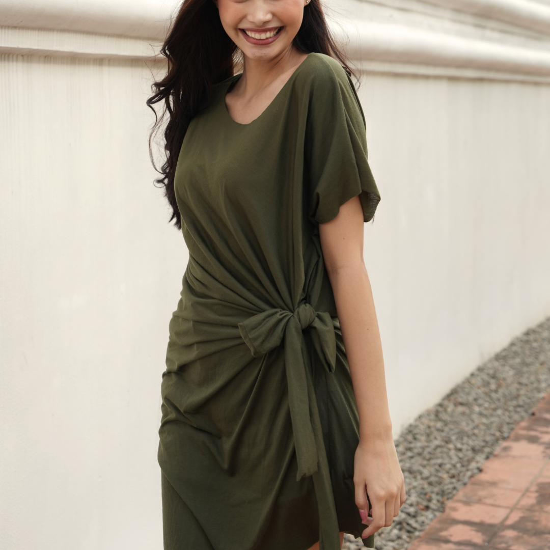 Robe Courte en Jersey de Coton - Nouée sur le Côté
