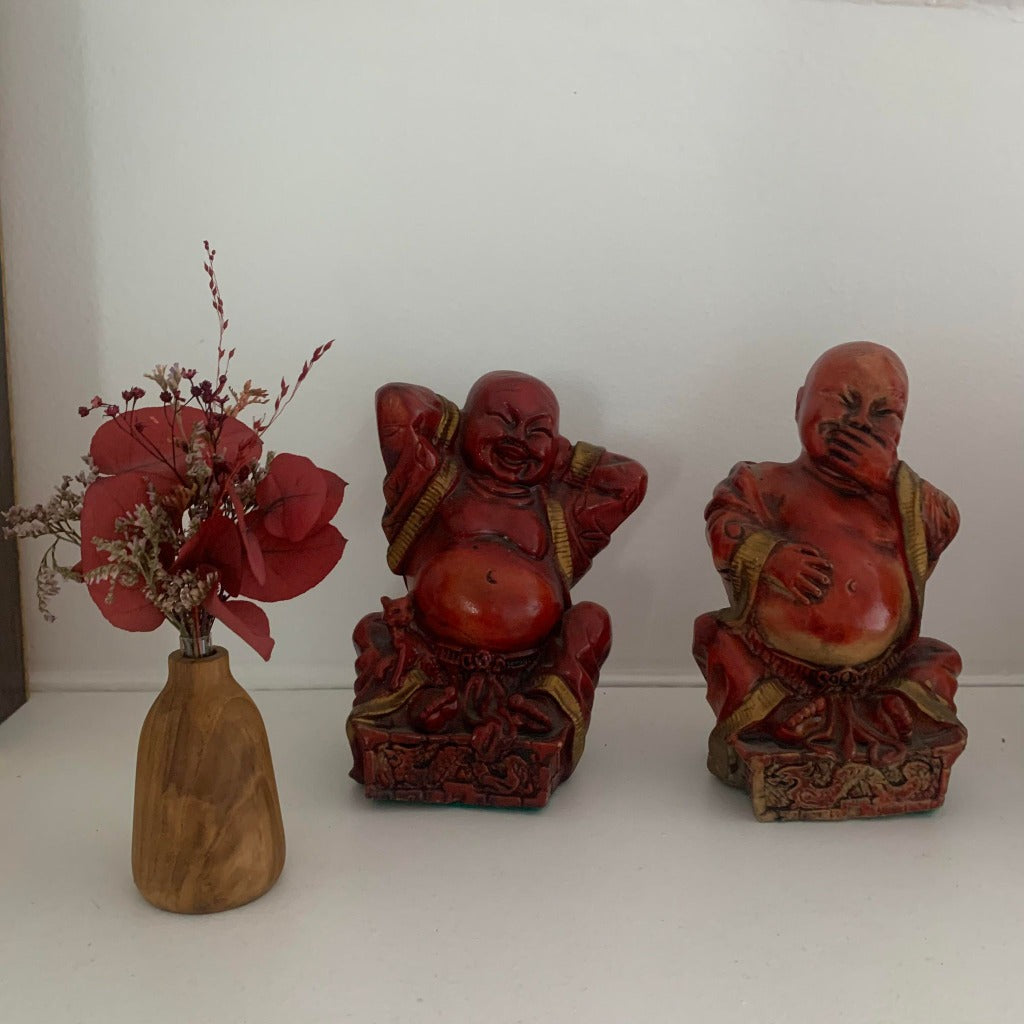Petit Vase en Bois harmonie et fleurs séchées