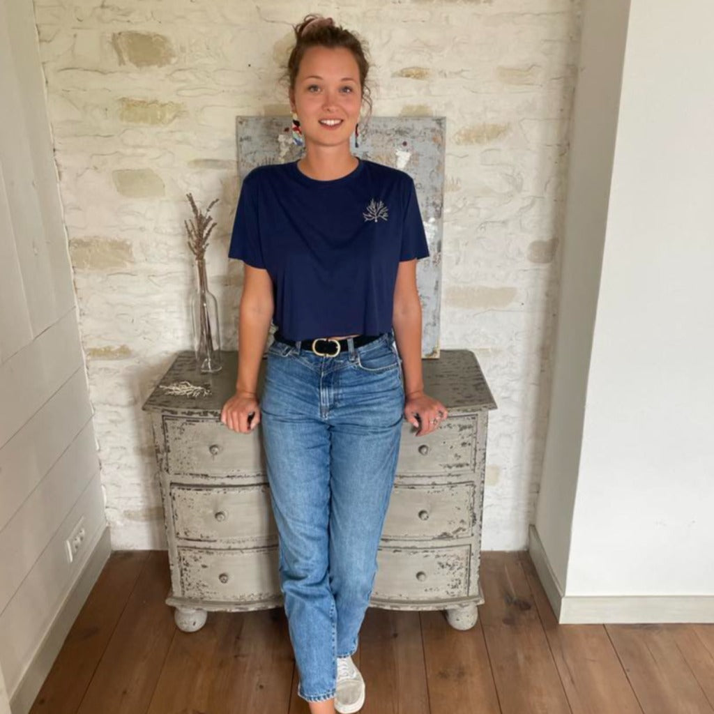 T-shirt en Jersey de Coton Brodé Svenja