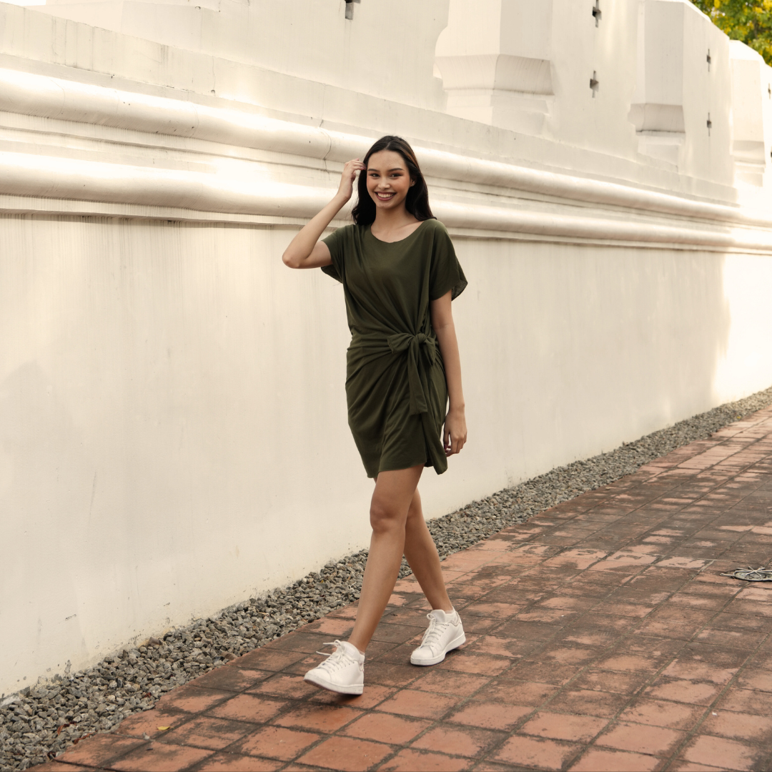 Robe Courte en Jersey de Coton - Nouée sur le Côté