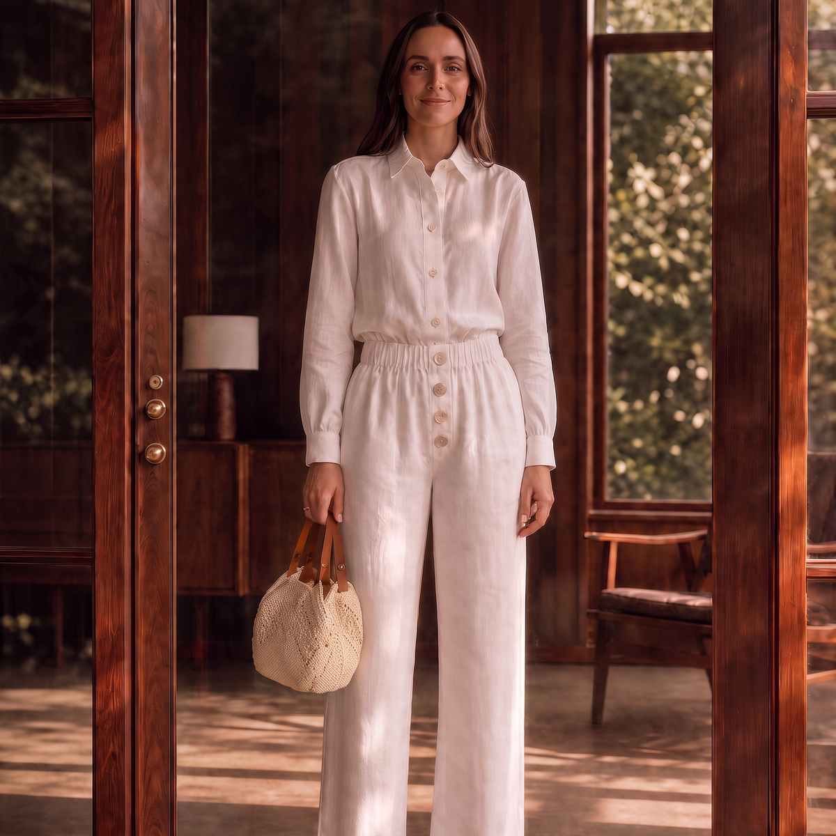Pantalon en lin blanc – Coupe ample
