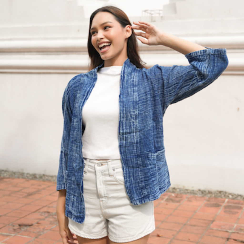 Veste en Gaze de Coton Indigo – Mode Éthique