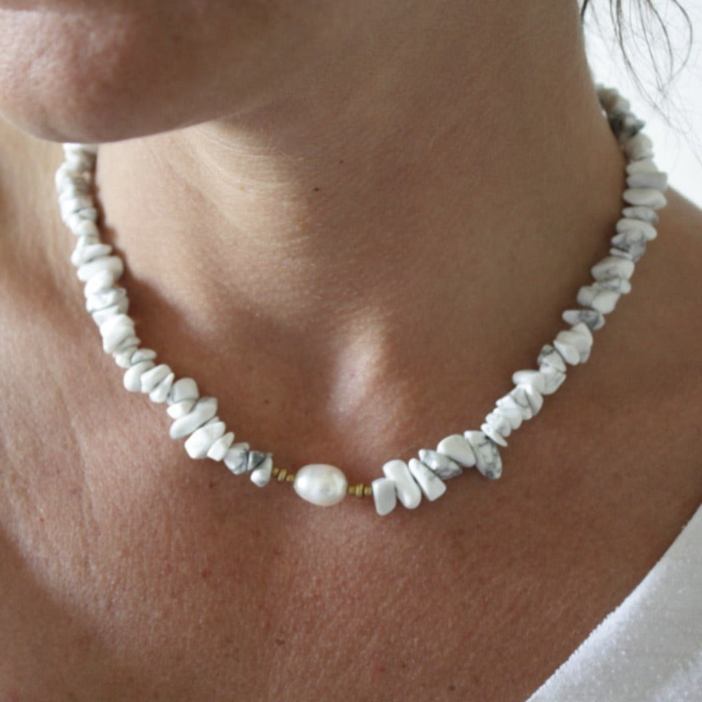Collier Callie Pierre et Perle Naturelle Faits Main