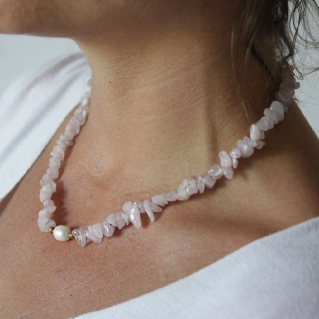 Collier Callie Pierre et Perle Naturelle Faits Main