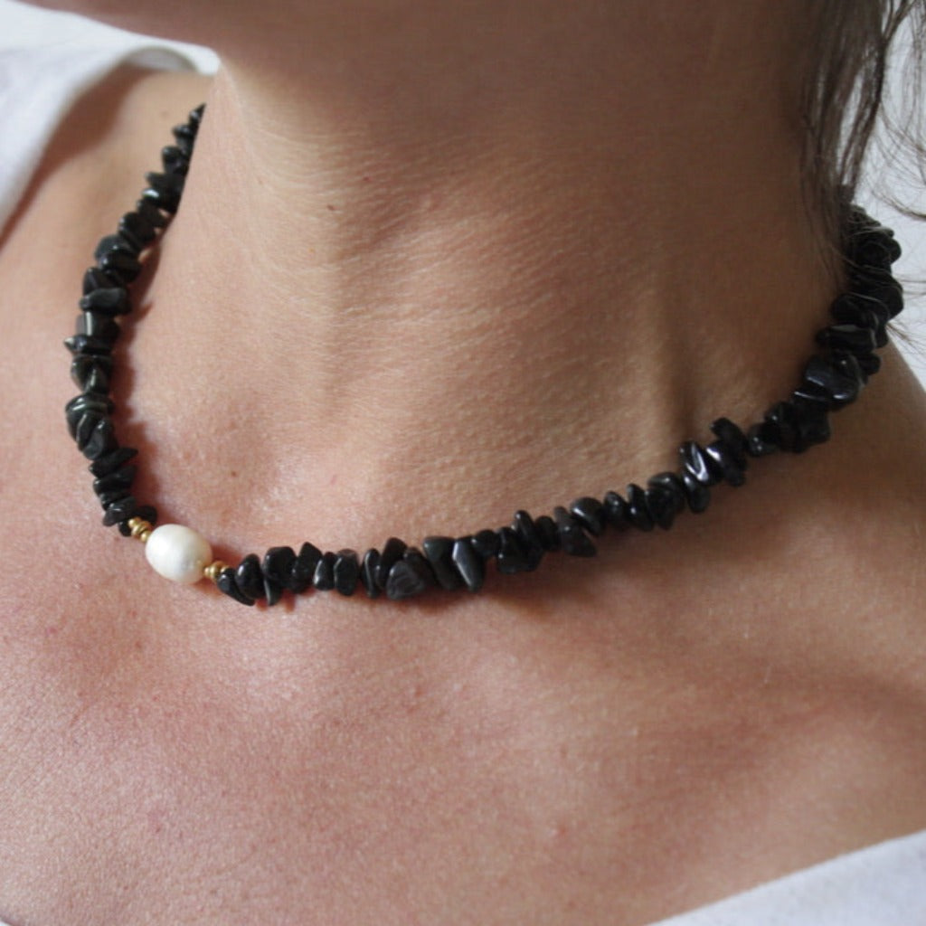 Collier Callie Pierre et Perle Naturelle Faits Main