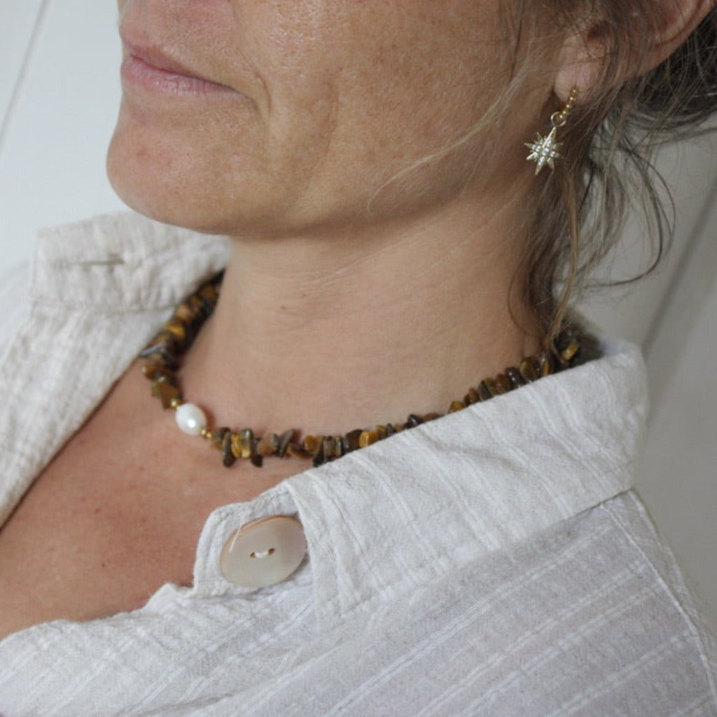 Collier Callie Pierre et Perle Naturelle Faits Main