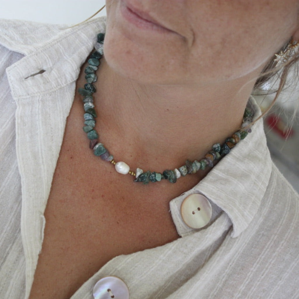 Collier Callie Pierre et Perle Naturelle Faits Main