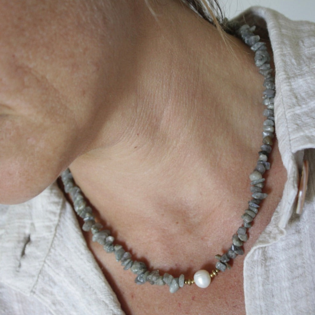 Collier Callie Pierre et Perle Naturelle Faits Main