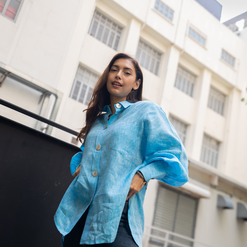 Chemise en Lin Bleu