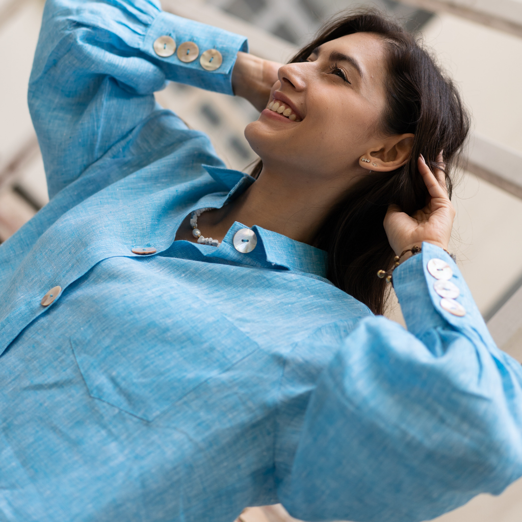 Chemise en Lin Bleu