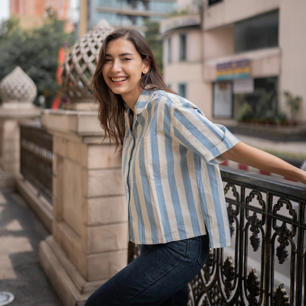 Chemise manches courtes rayée