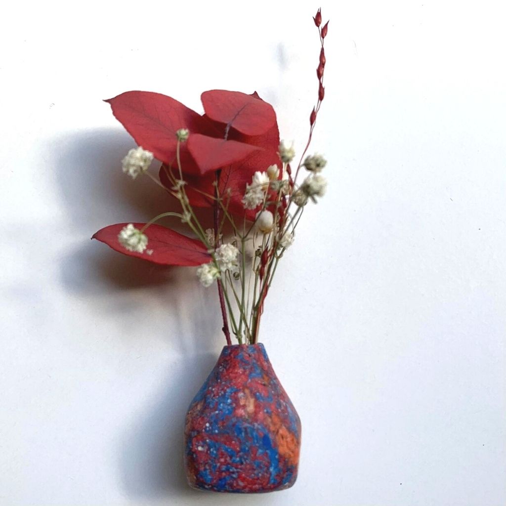 Mini Vase en Papier Recyclé 2,5 cm Rouge