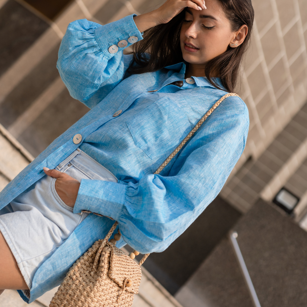 Chemise en Lin Bleu