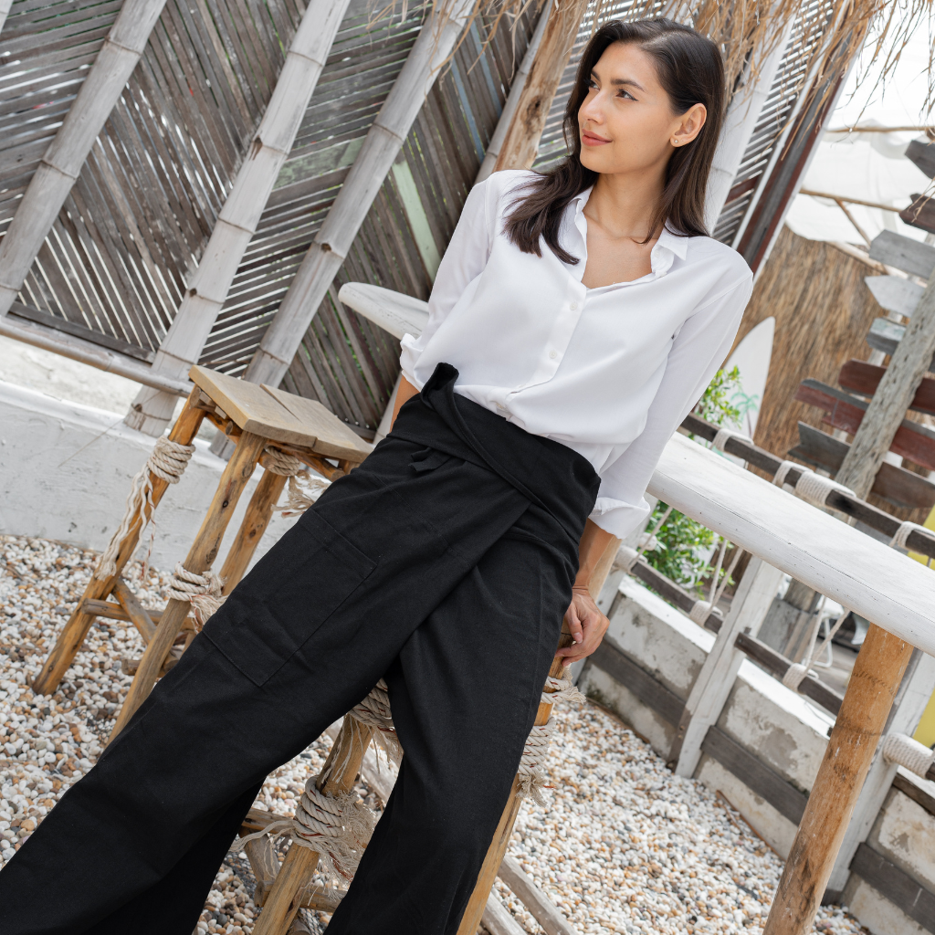 Pantalon de Pêcheur Noir – Unisexe, Éthique & Intemporel