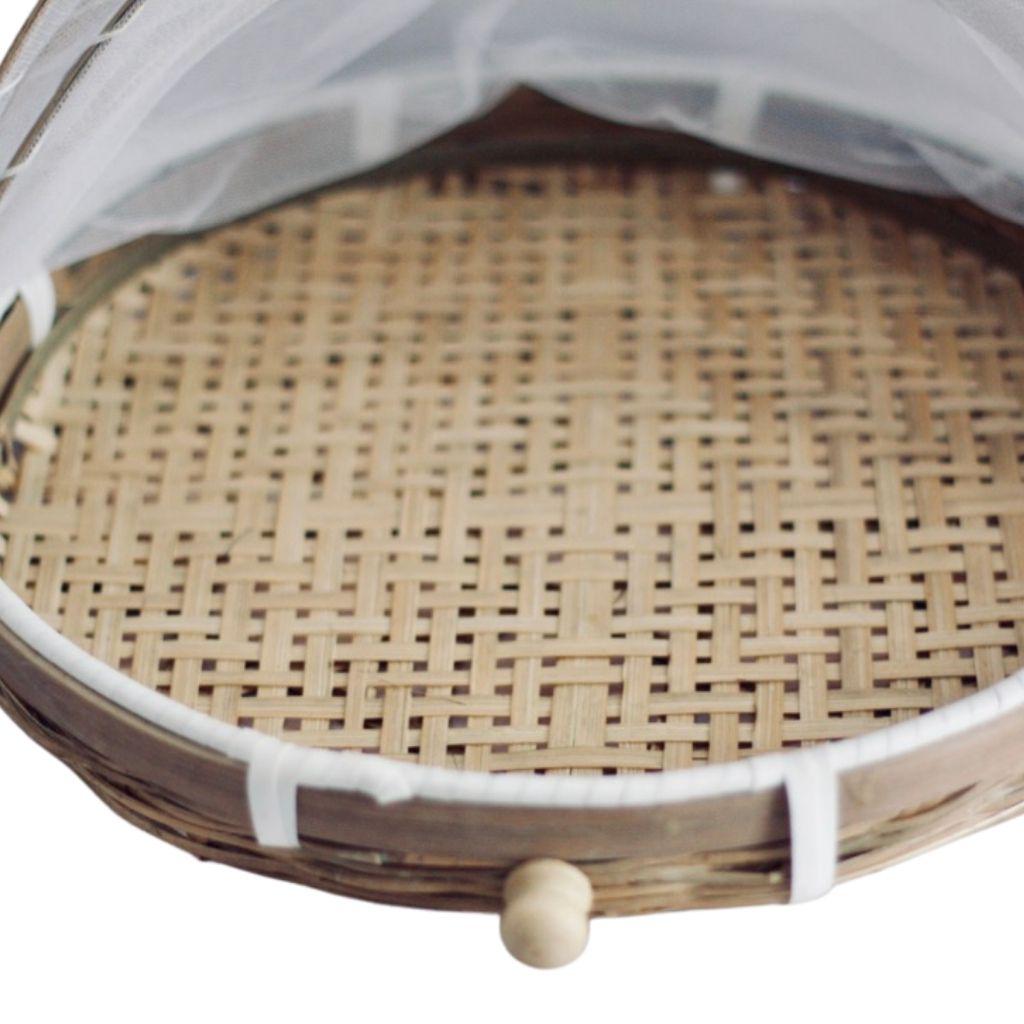 Cloche alimentaire en Bambou avec Moustiquaire Fait Main