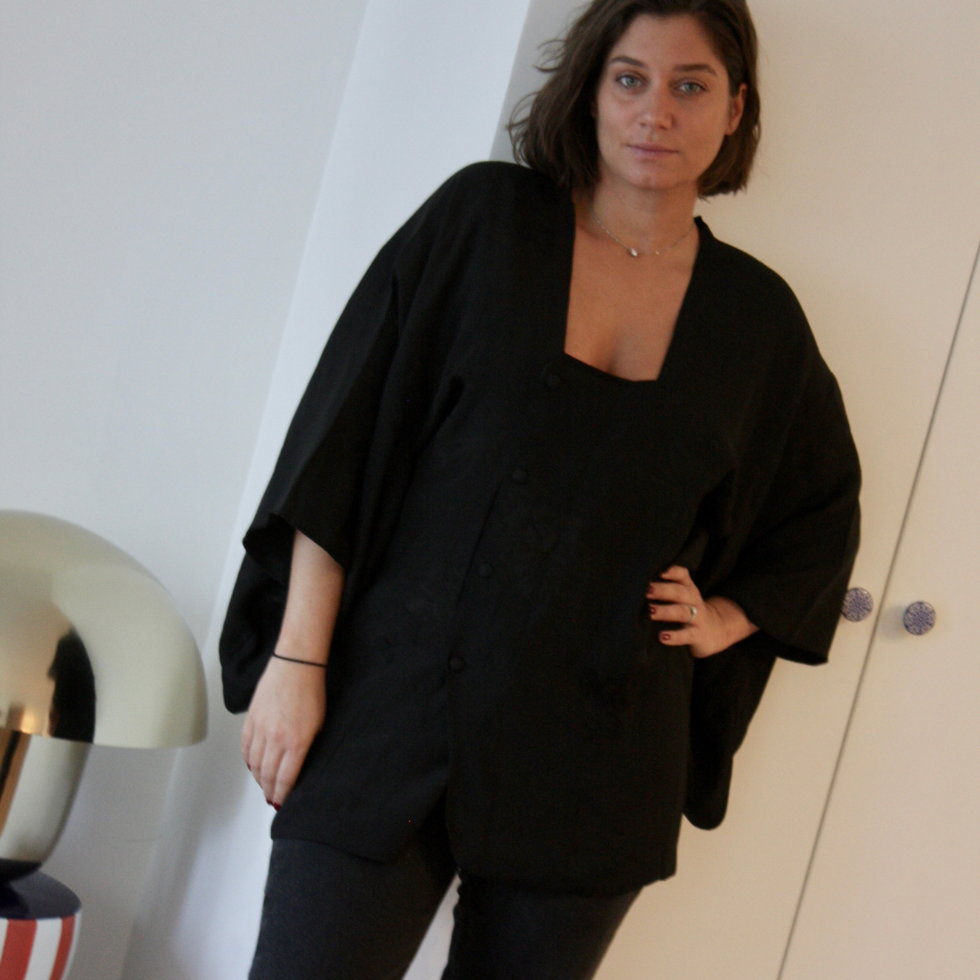 Kimono Vintage Noir Court