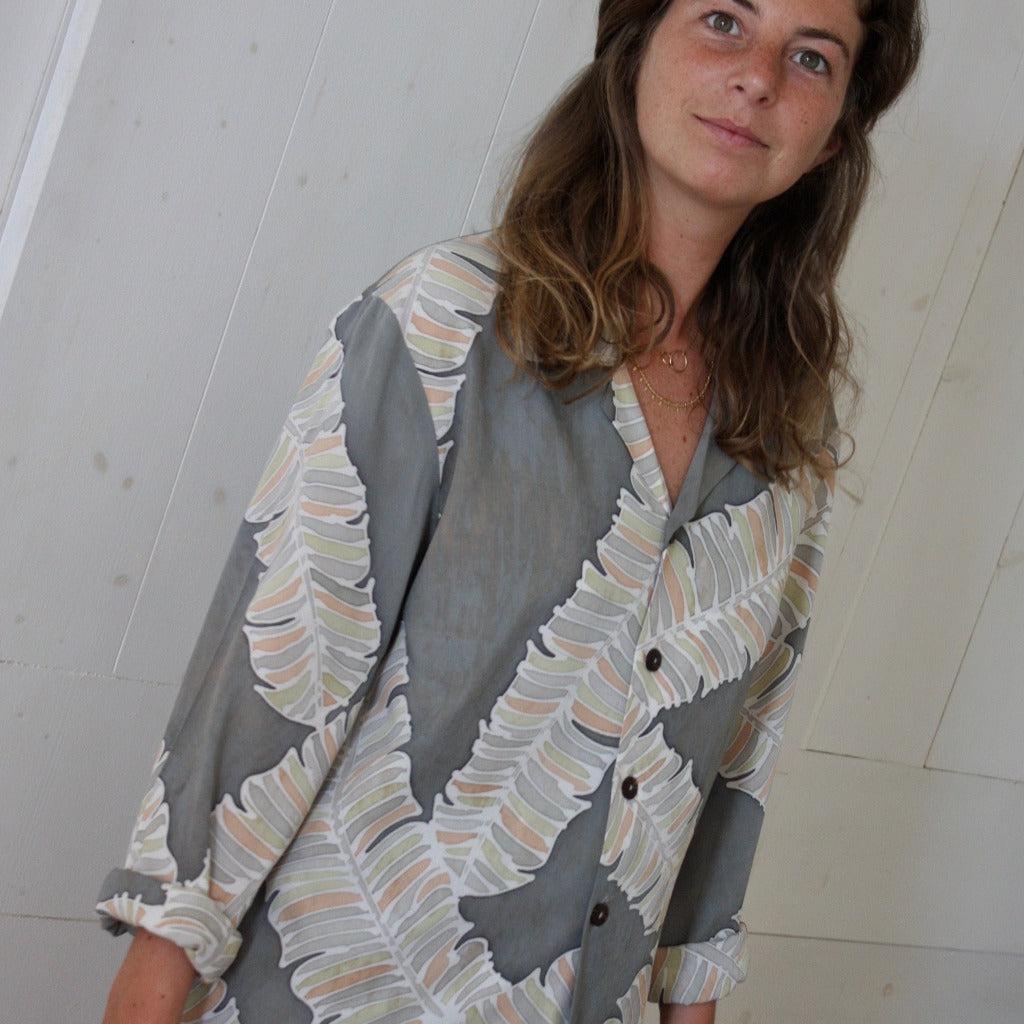 Chemise Coton Vert Gris