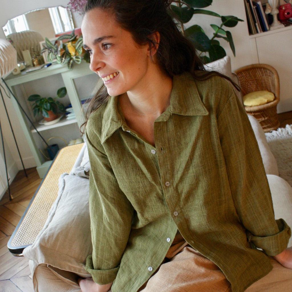 Chemise Oversize Femme Kaki-Dame Pach Bangkok