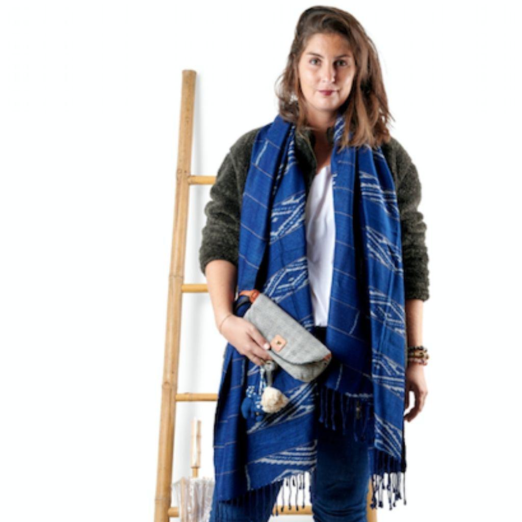 Écharpe Longue Indigo Coton