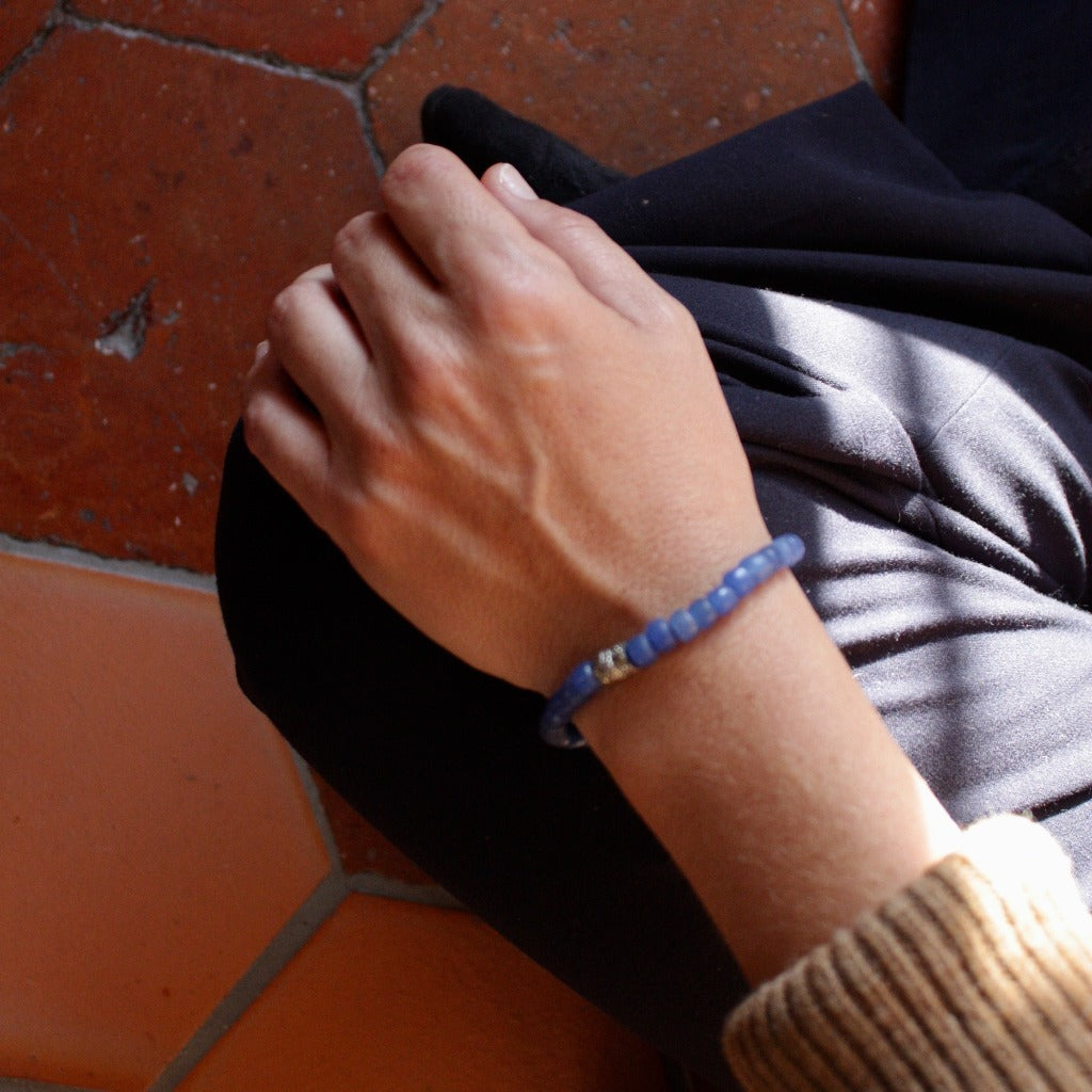 Bracelet pierres du Népal argenté