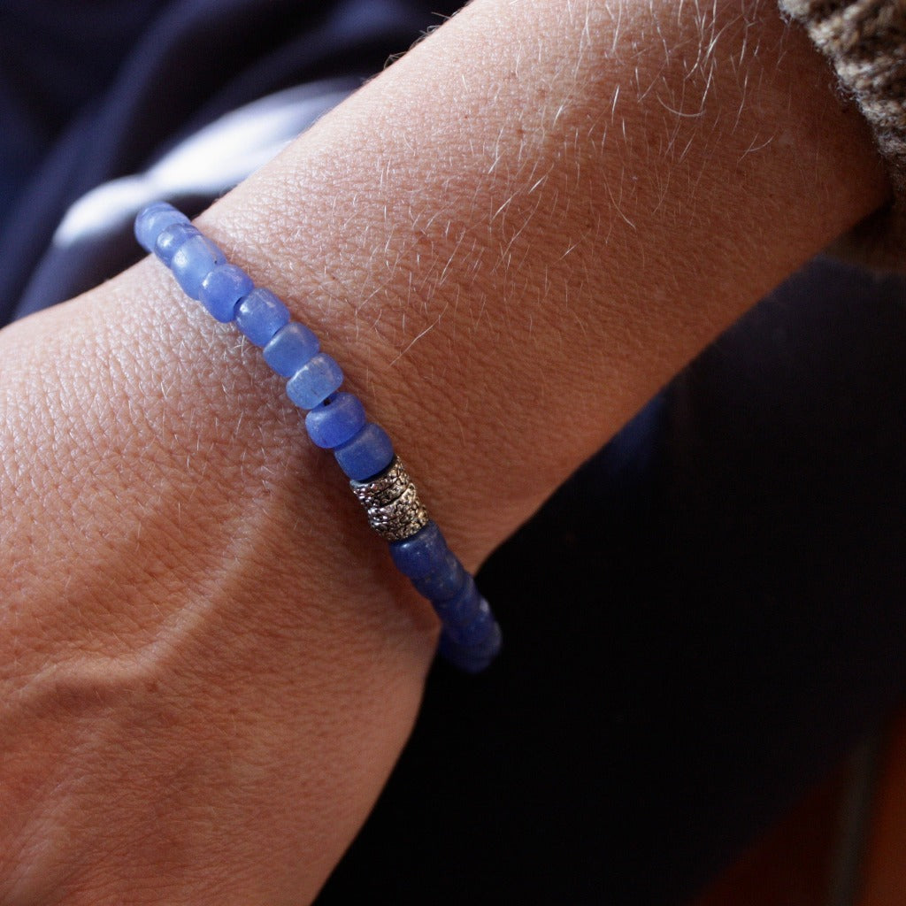 Bracelet pierres du Népal argenté