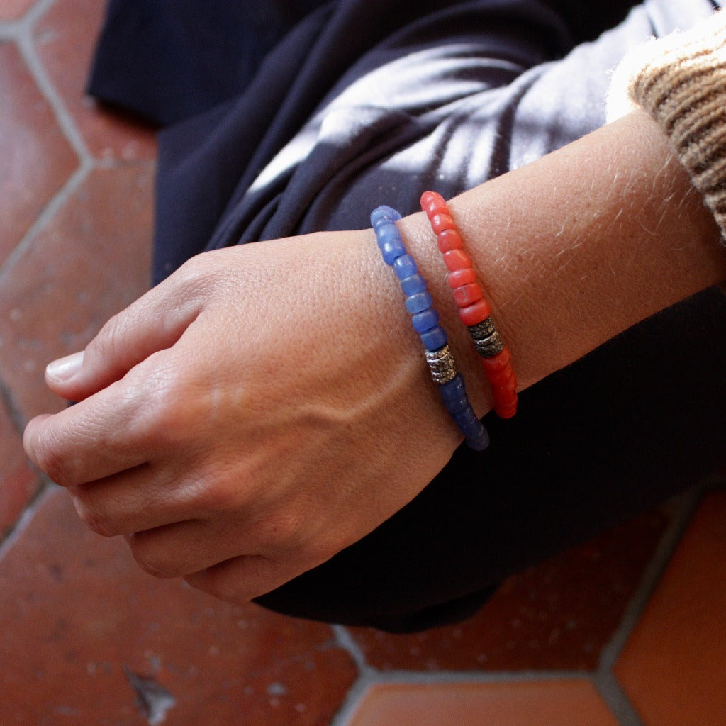 Bracelet pierres du Népal argenté
