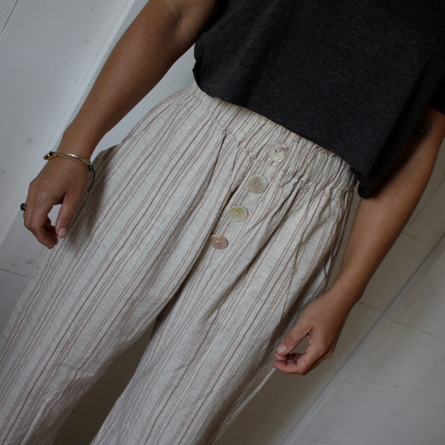 Pantalon Coton Femme Blanc