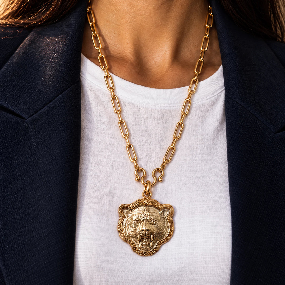 Collier Amulette Tigre Sarafina – Talisman de Force & Protection