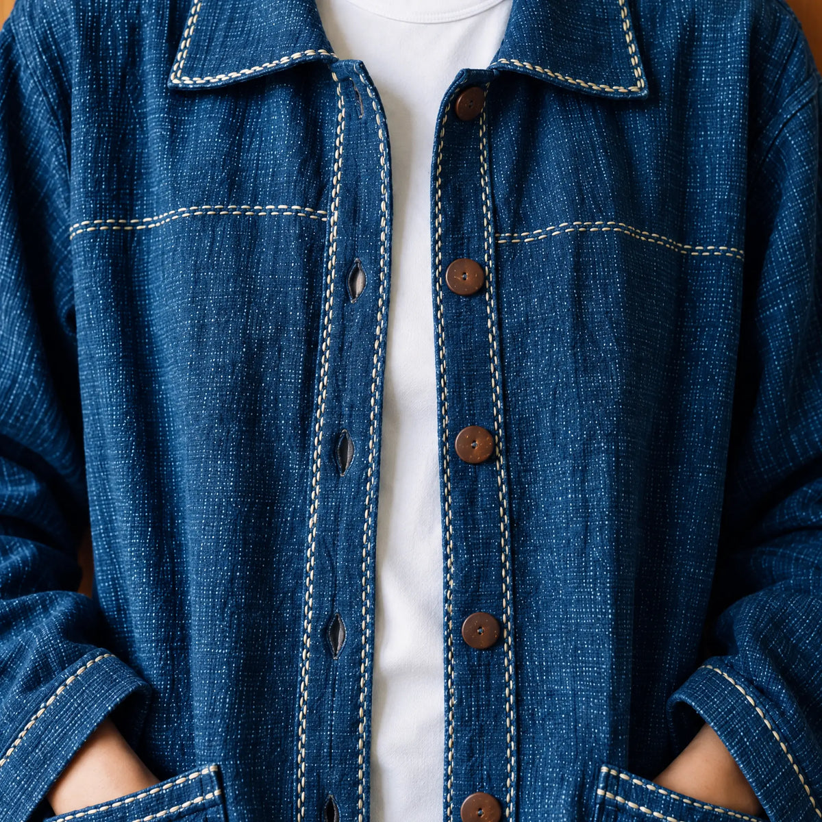 Veste Indigo Naturel Brodée – Unisexe
