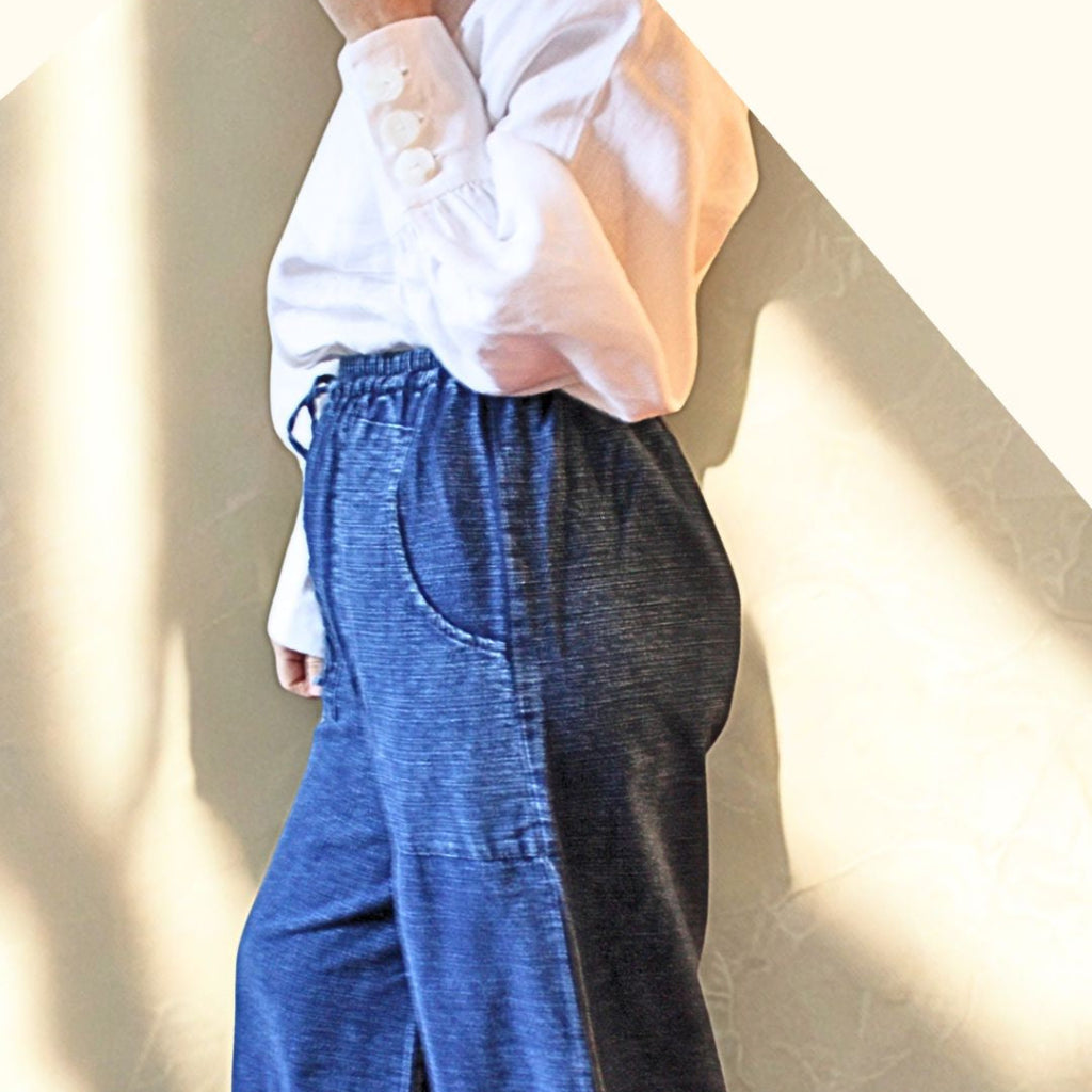 Pantalon en coton indigo – Style denim décontracté | Taille unique