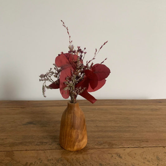 Petit Vase en Bois harmonie et fleurs séchées
