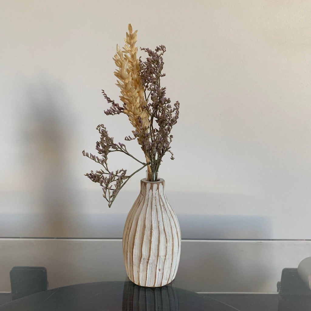 Petit Vase Artisanal et Bouquet Floral Séché