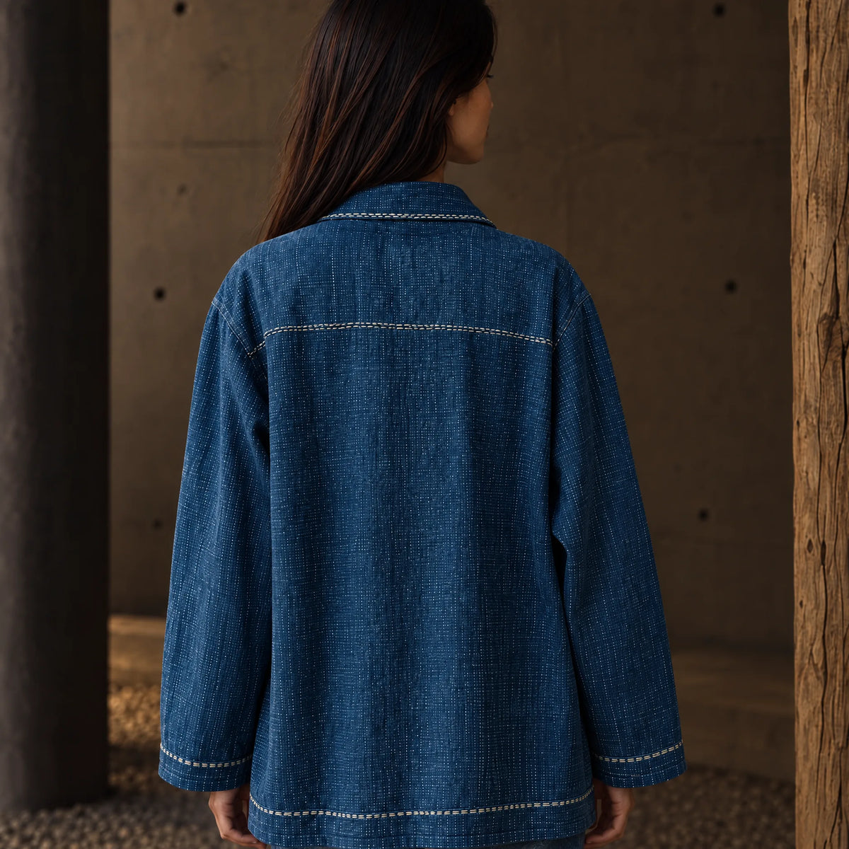 Veste Indigo Naturel Brodée – Unisexe