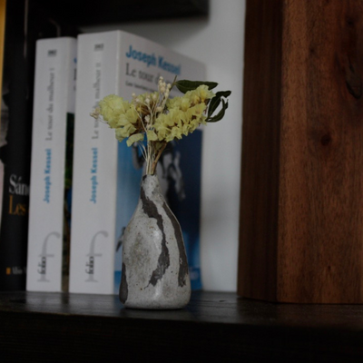 Vase en Papier Recyclé de 7 cm pour Fleurs Séchées - Œuvre Unique Fait Main