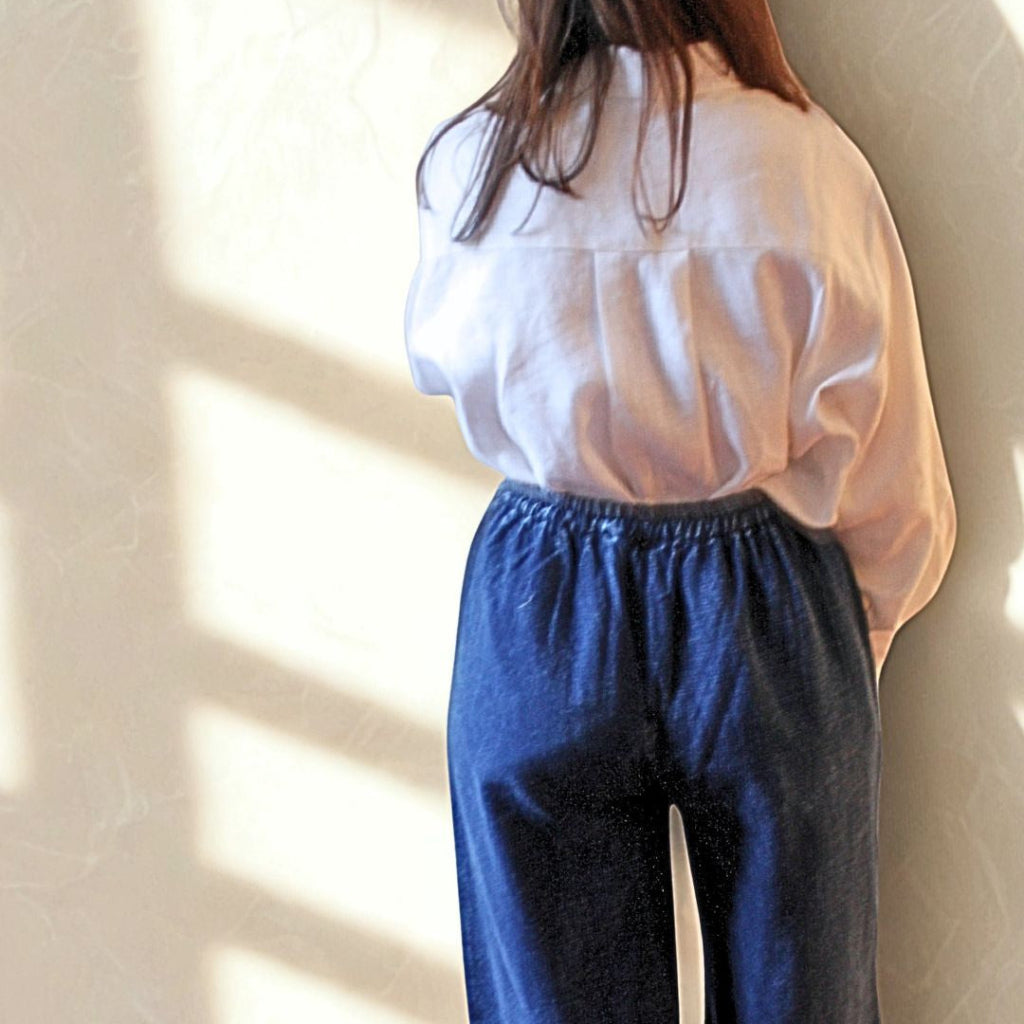 Pantalon en coton indigo – Style denim décontracté | Taille unique