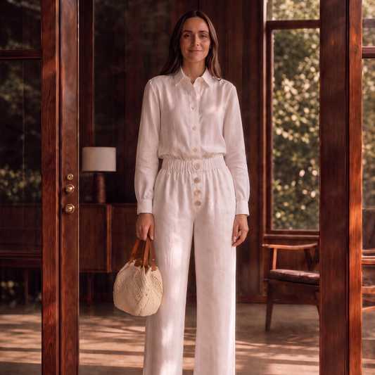 Sac en crochet fait main – Coton crème et anses cuir