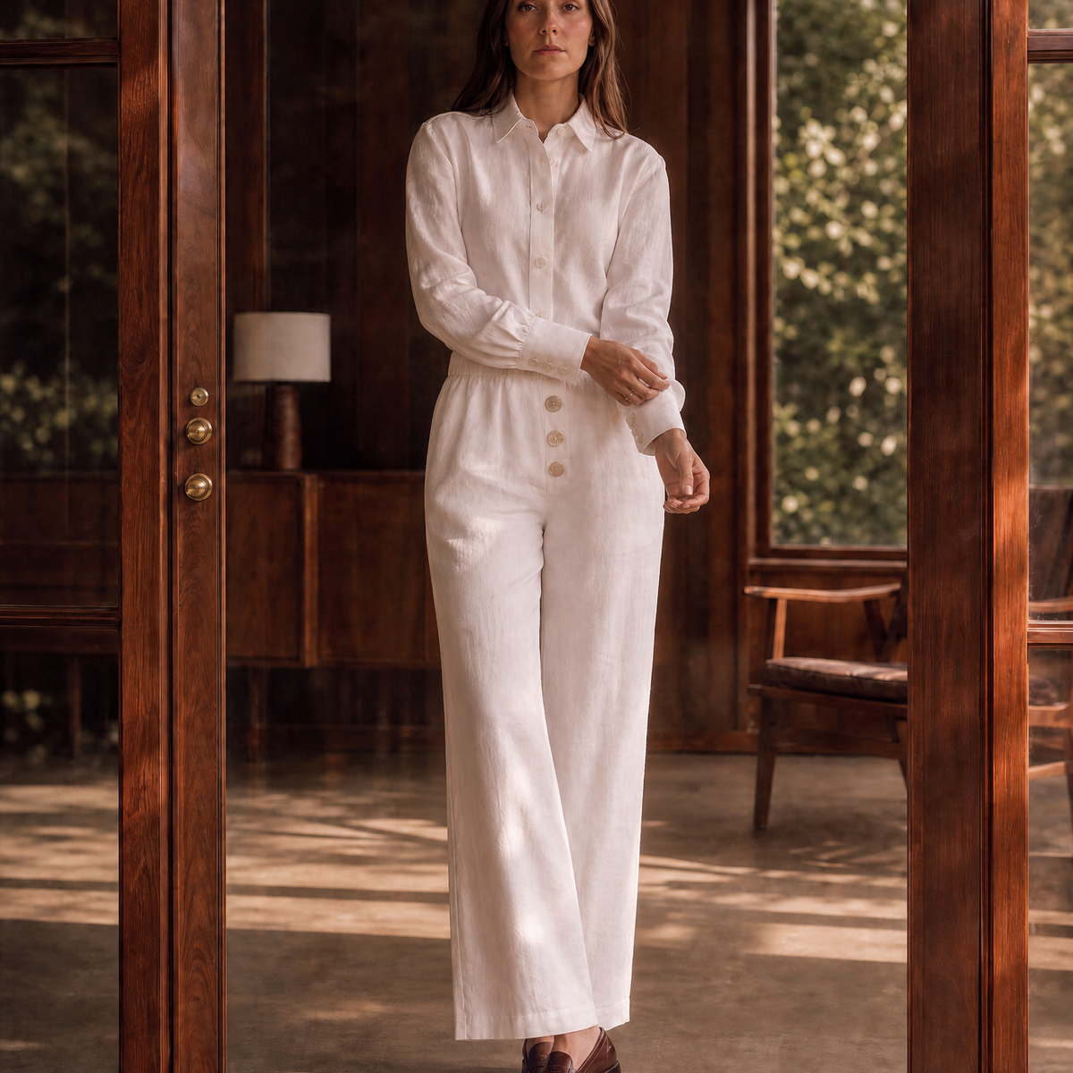 Pantalon en lin blanc – Coupe ample