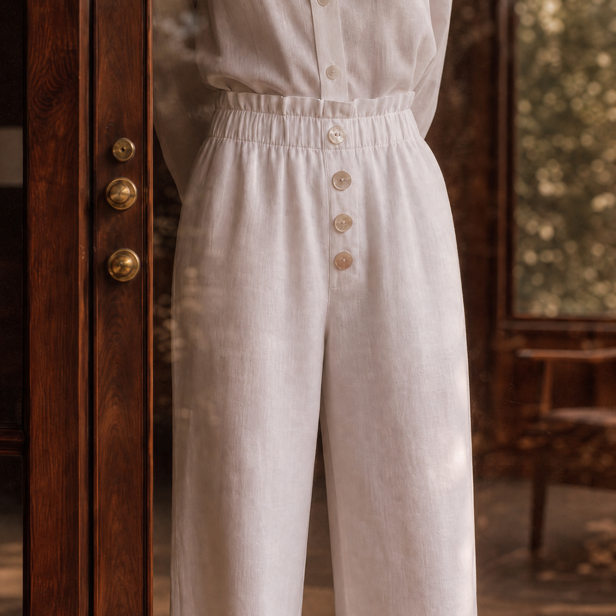 Pantalon en lin blanc – Coupe ample