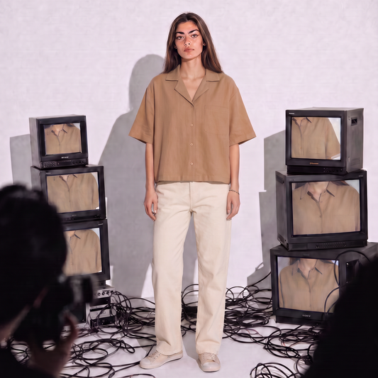 Chemise Manches Courtes en Coton - Look Rétro avec Teinture Naturelle