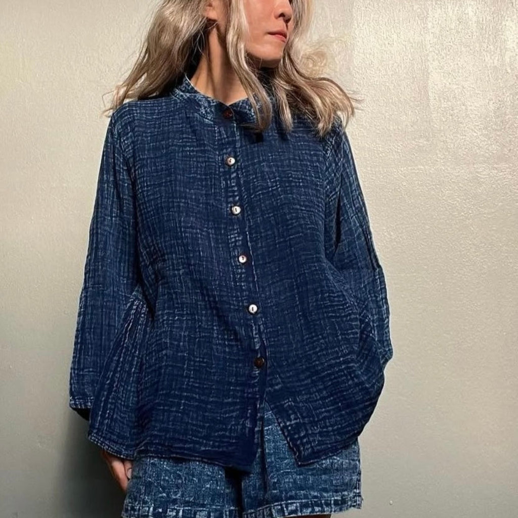 Stella - Top Gaze de Coton Indigo