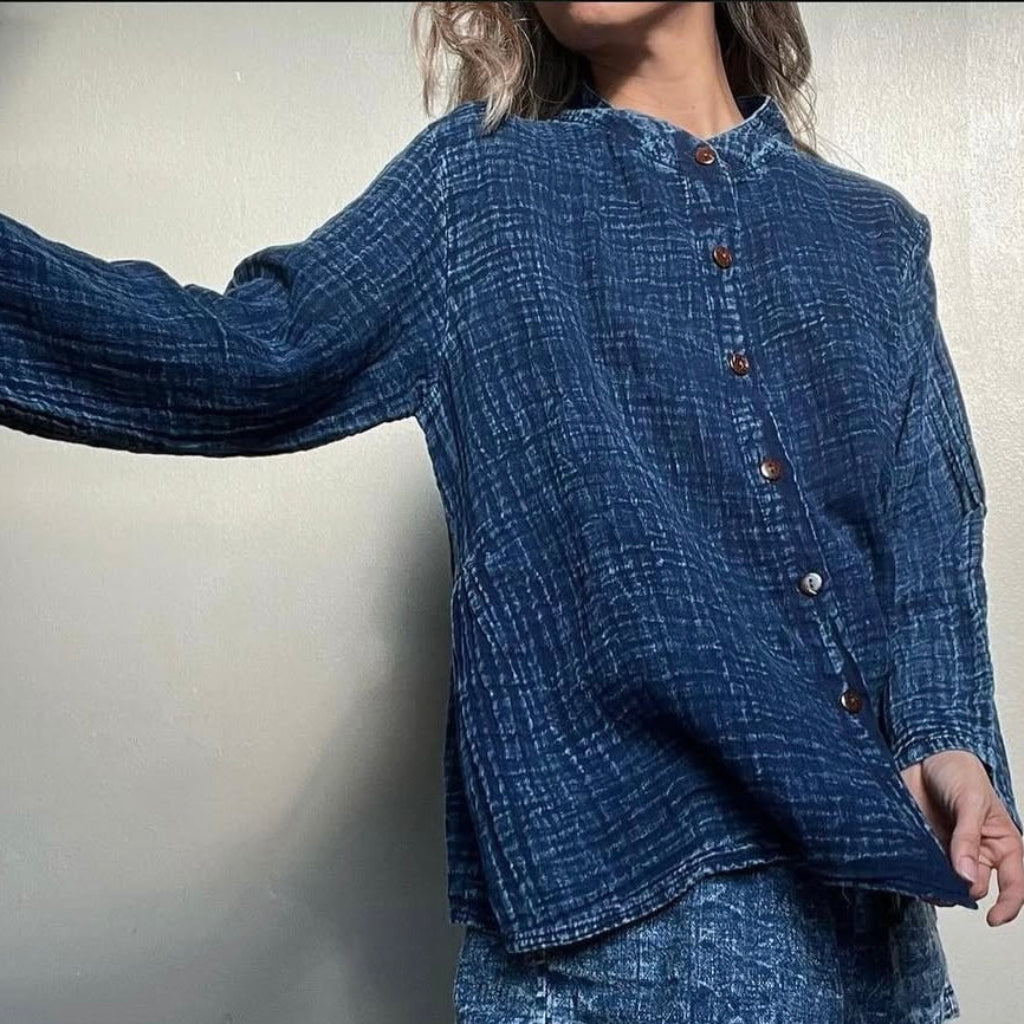 Stella - Top Gaze de Coton Indigo