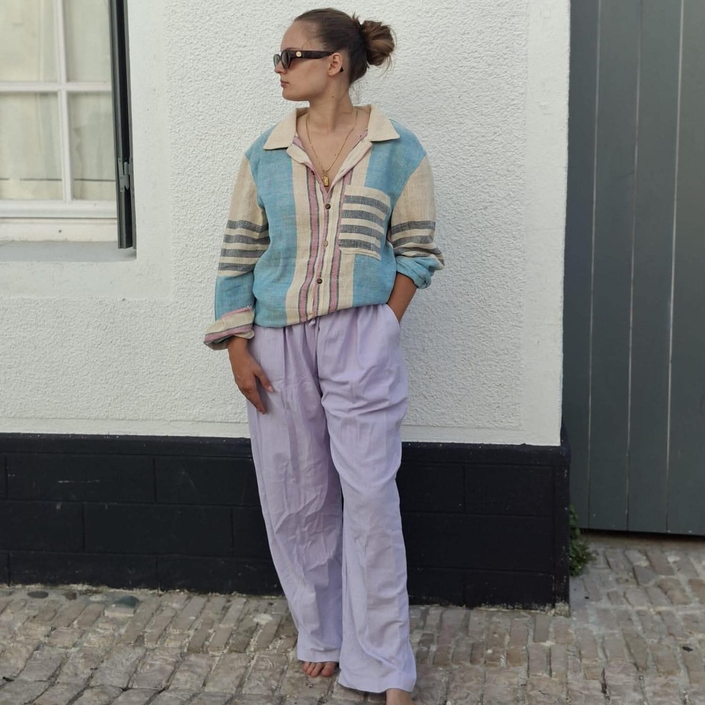 pantalon coton large femme 