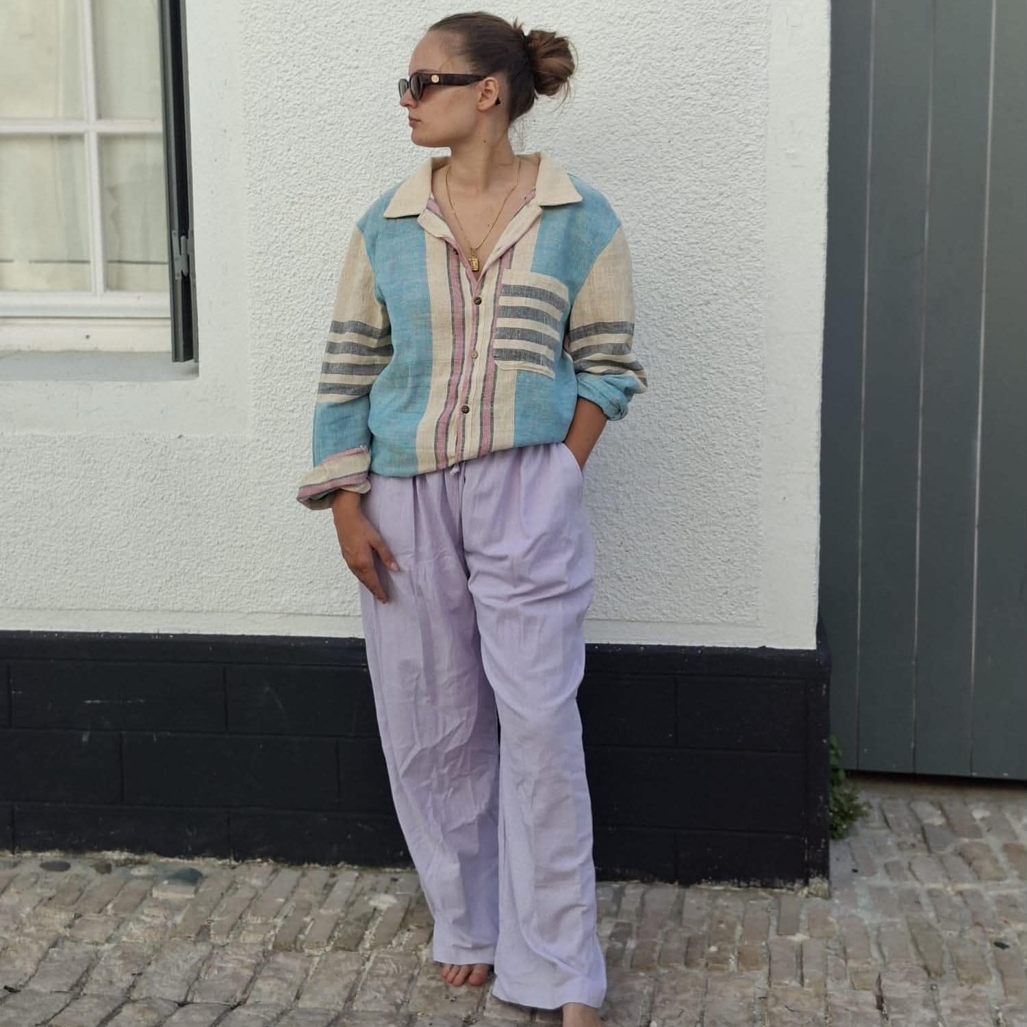 pantalon coton large femme 