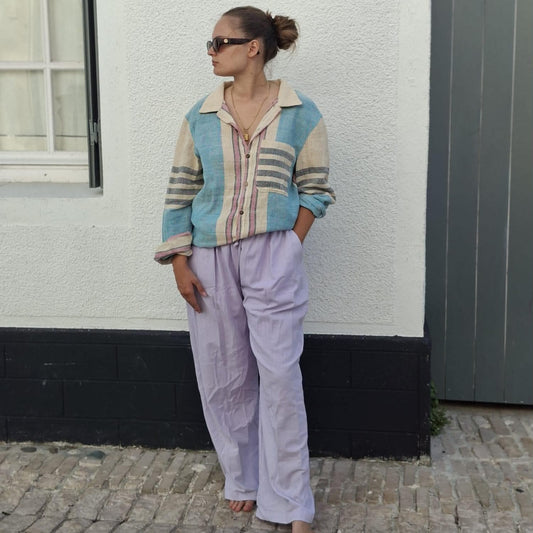 pantalon coton large femme 